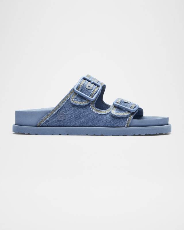 Arizona Denim Dual-Buckle Slide Sandals